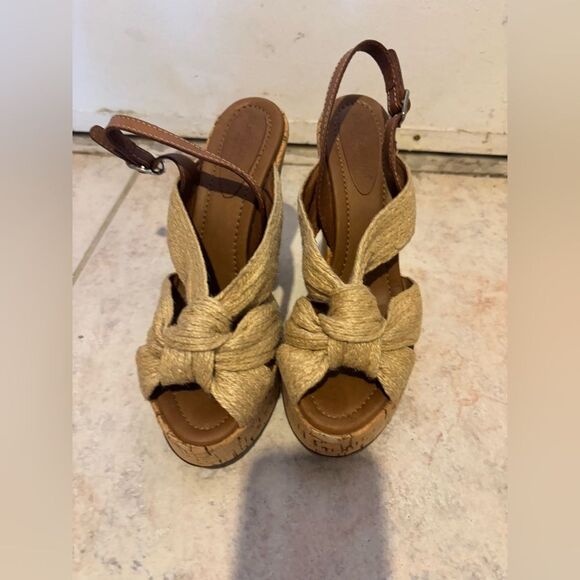DOLCE & gabbana wedges d&g shoes open toe braided dress sandals khaki knot heels - Picture 1 of 7